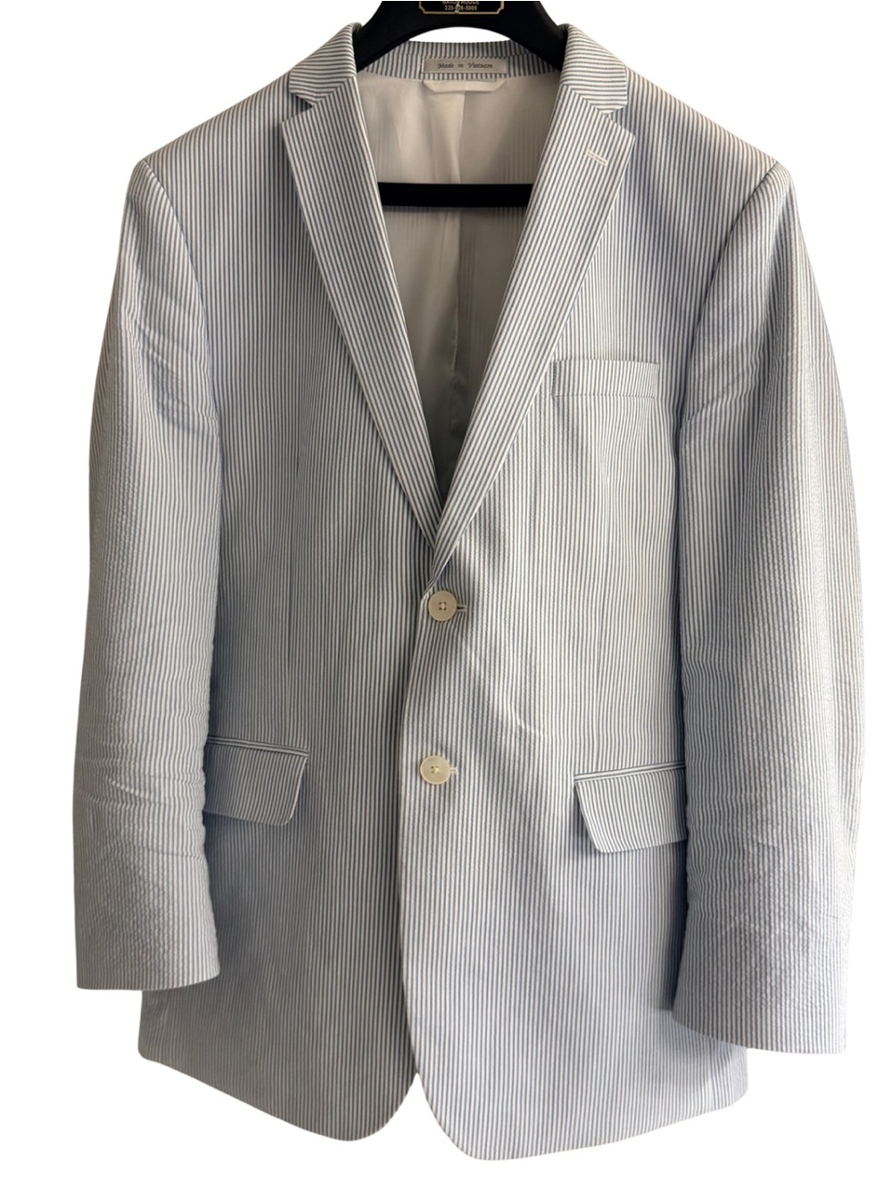 Lauren Ralph Lauren Blue White Seersucker Suit Jacket Blazer Size 20/Mens 34